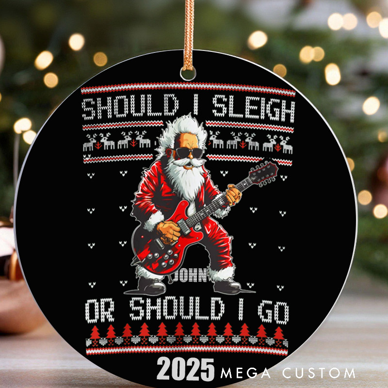Personalized Ornament Punk Rocker Santa Ornament Rock n Roll Christmas Ornament Heavy Metal Music Ornament