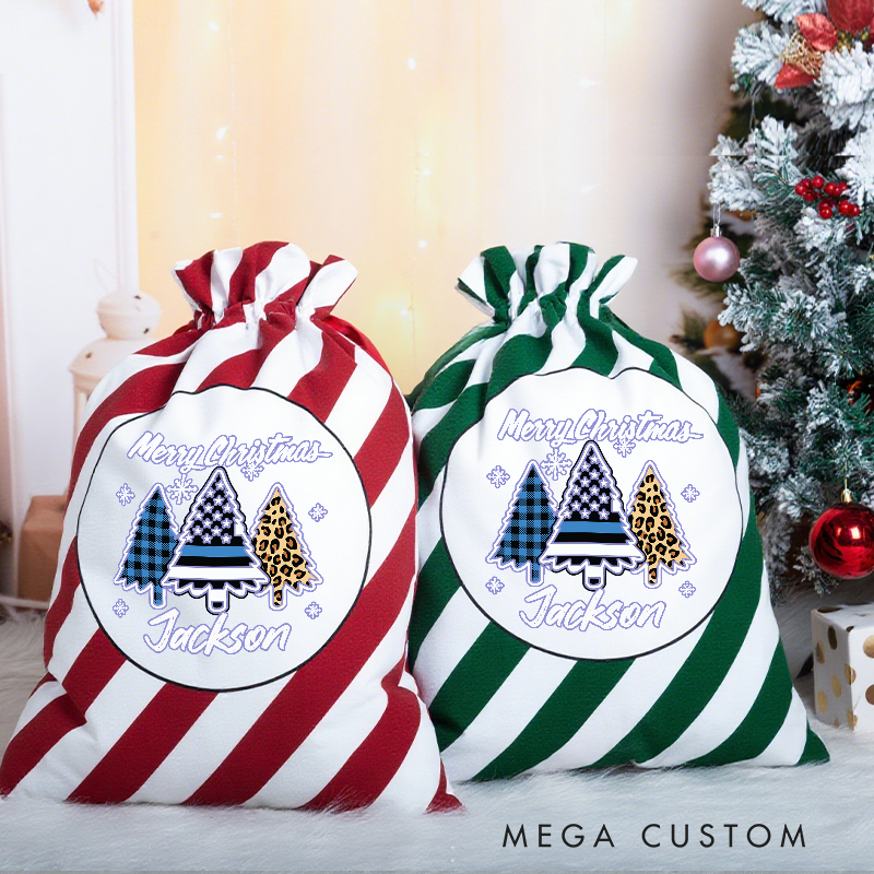 Personalized Christmas Gift Bags for Police Officers with Festive Tree Design