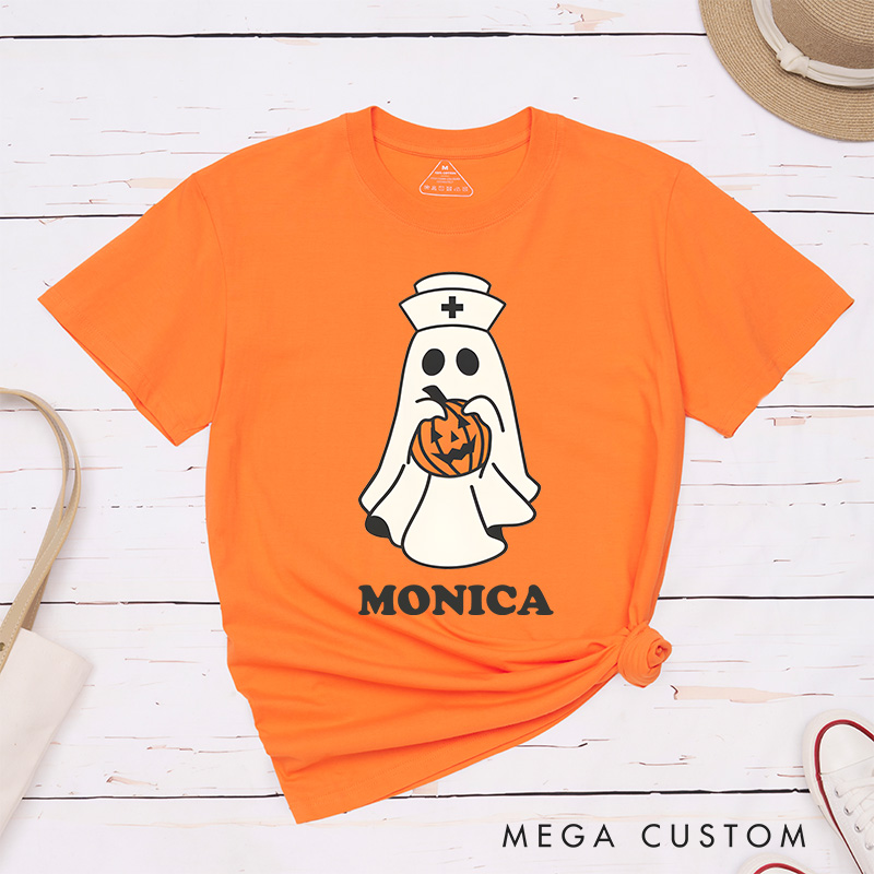 Personalized Nurse T-Shirts Spooky Nurse Halloween Care Fashion Design T-Shirts