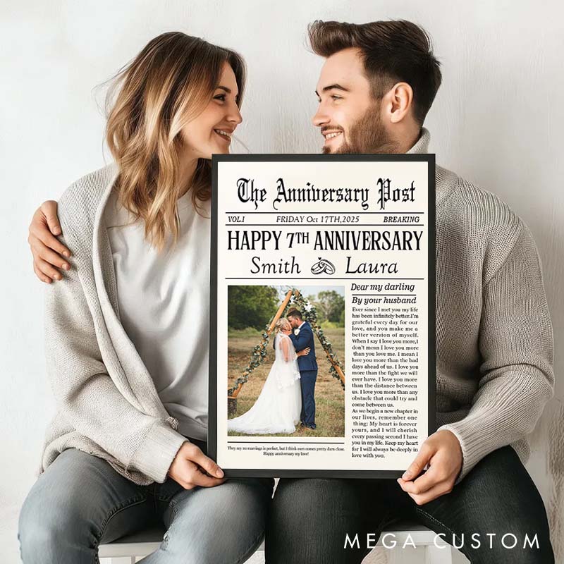 Personalized The Anniversary Post Canvas Painting Celebrating Decade of Love Poster Couple 10th Anniversary Keepsake Canvas Painting