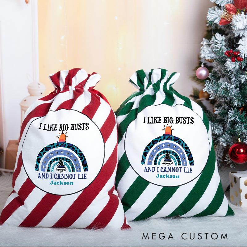 Personalized Funny Police Christmas Gift Bag with Big Busts Quote  Gift for Police Officer