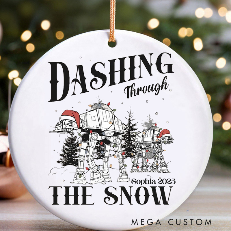 Personalized Star Dashing through the Snow Christmas Ornament Galaxy War Film Ornament Movie Holiday Ornament
