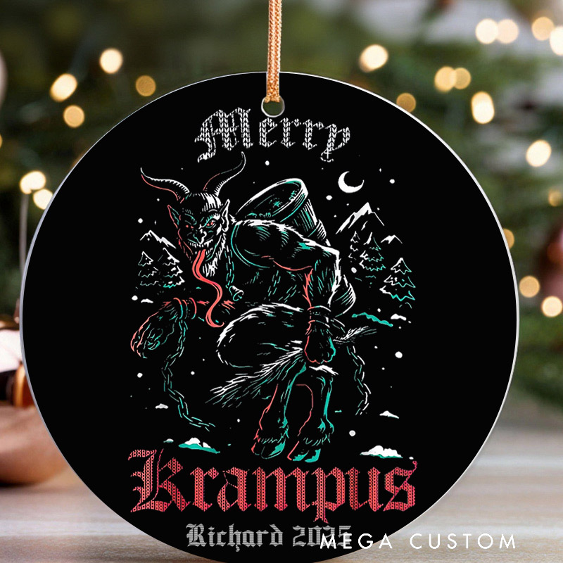 Personalized Merry Krampus Christmas Ornament Retro Horror Film Series Ornament Movie Holiday Ornament