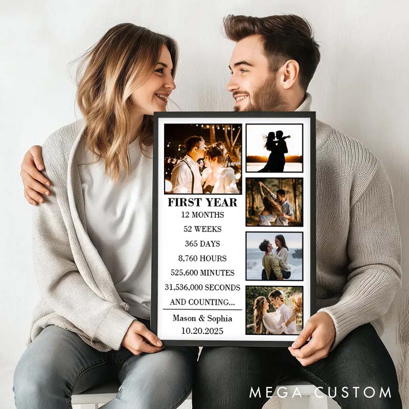 Personalized First Year Anniversary Canvas Wedding Anniversary Milestone Canvas Painting Wife Husband Anniversary Gift Painting