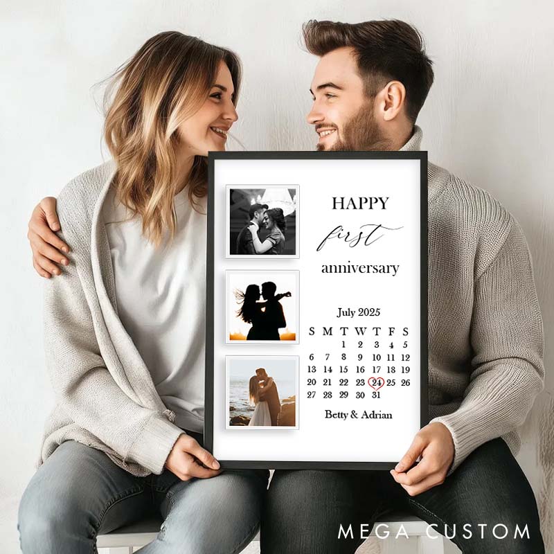 Personalized Happy First Anniversary Canvas Painting Couple Anniversary Keepsake Canvas for Couple Husband Wife Anniversary Painting