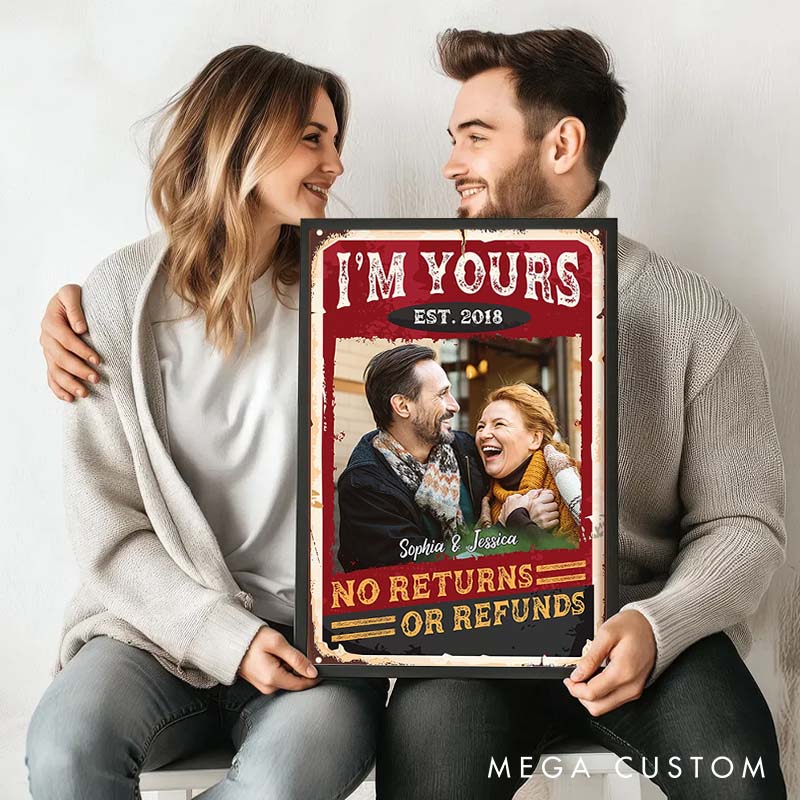 Personalized Couple Anniversary Canvas Painting I'm Yours No Returns or Refunds Since Vintage Anniversary Gift Painting for Couple