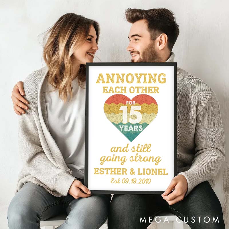 Personalized Annoying Each Other Canvas Painting Vintage 15th Anniversary Painting Couple Anniversary Gift Canvas Painting