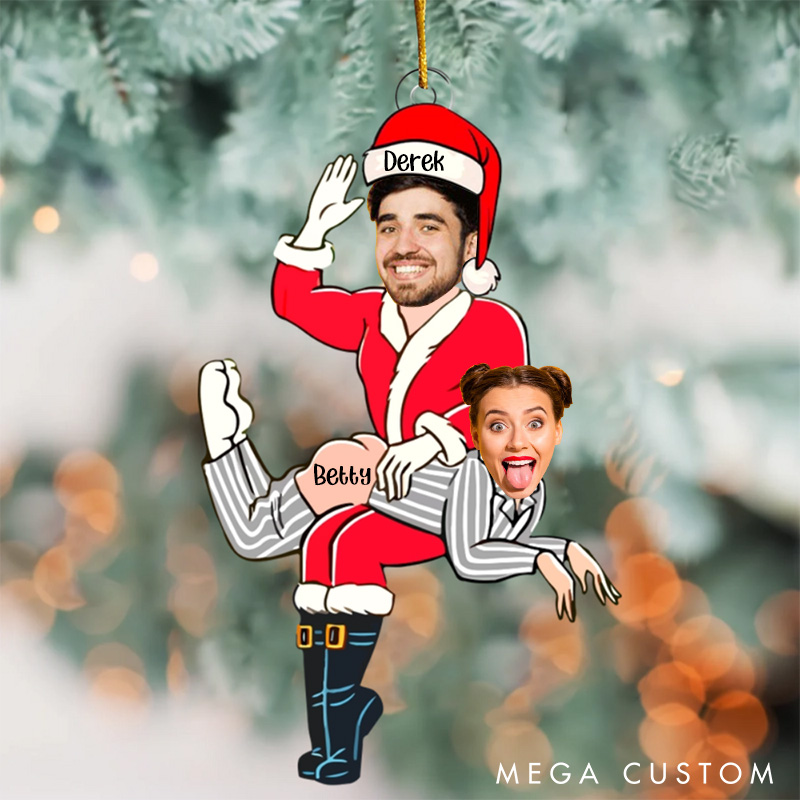 Personalized Couple Christmas Ornament Funny Couple Face Acrylic Xmas Decor For Husband Wife Couple Holiday Ornament