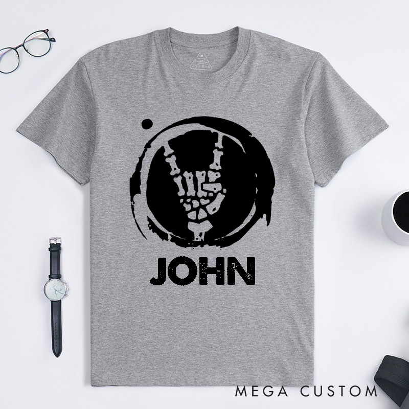 Personalized Skeleton Hand Rock Sign Unisex TShirt Unique Skeleton Graphic Custom Gift Tee for Music Lovers Friends Birthday Present Fashion Skeleton Art Top