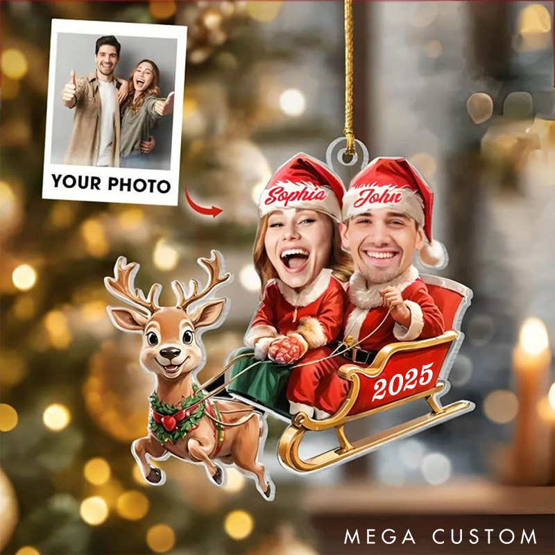 Personalized Couple Christmas Ornament Acrylic  Photo Ornament with Couple’s Names Romantic Holiday Keepsake Gift for Couples