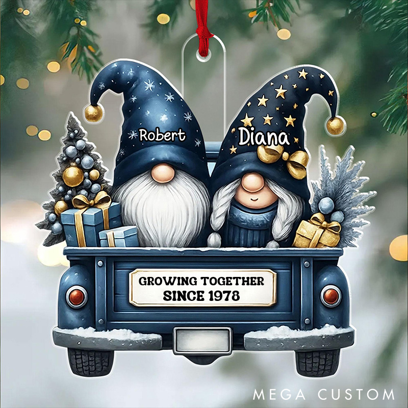 Personalized Couple Gnome Christmas Ornament Growing Old Together Acrylic Christmas Ornament Gift for Couple Christmas Keepsake