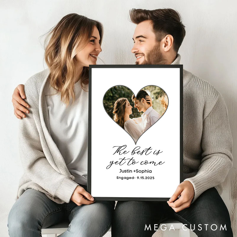 Personalized Couple The Best is Yet to Come Print Couple Heart Photo Canvas Painting Couple Engaged Poster for Husband Wife Boyfriend Girlfriend