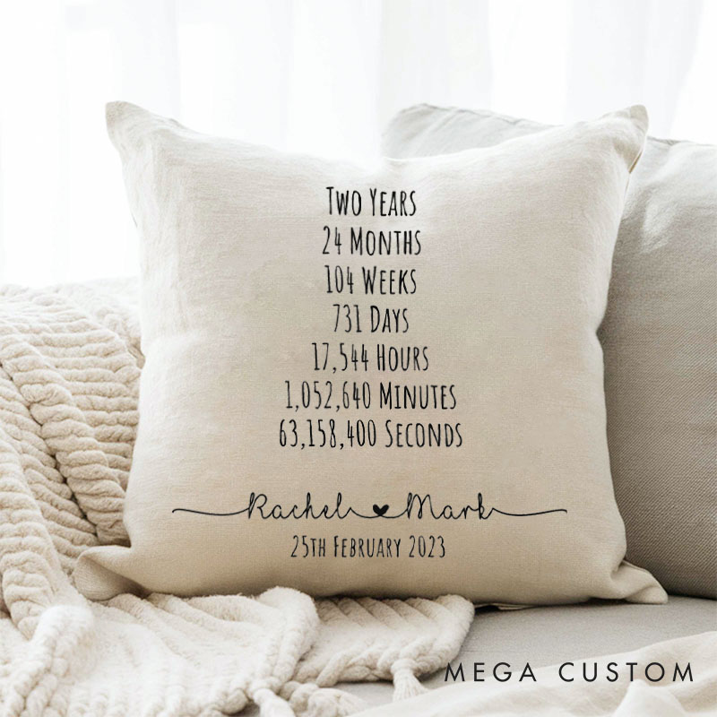 Personalized Couple Anniversary Time Pillow Couple Wedding Milestone Pillow Celebrate Every Moment Together Pillow for Her Him