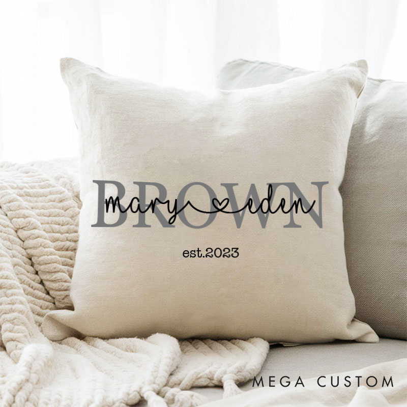 Personalized Couple Anniversary Pillow Couple Last Name Design Pillow with Established Year Husband Wife Wedding Anniversary Pillow for Her Him