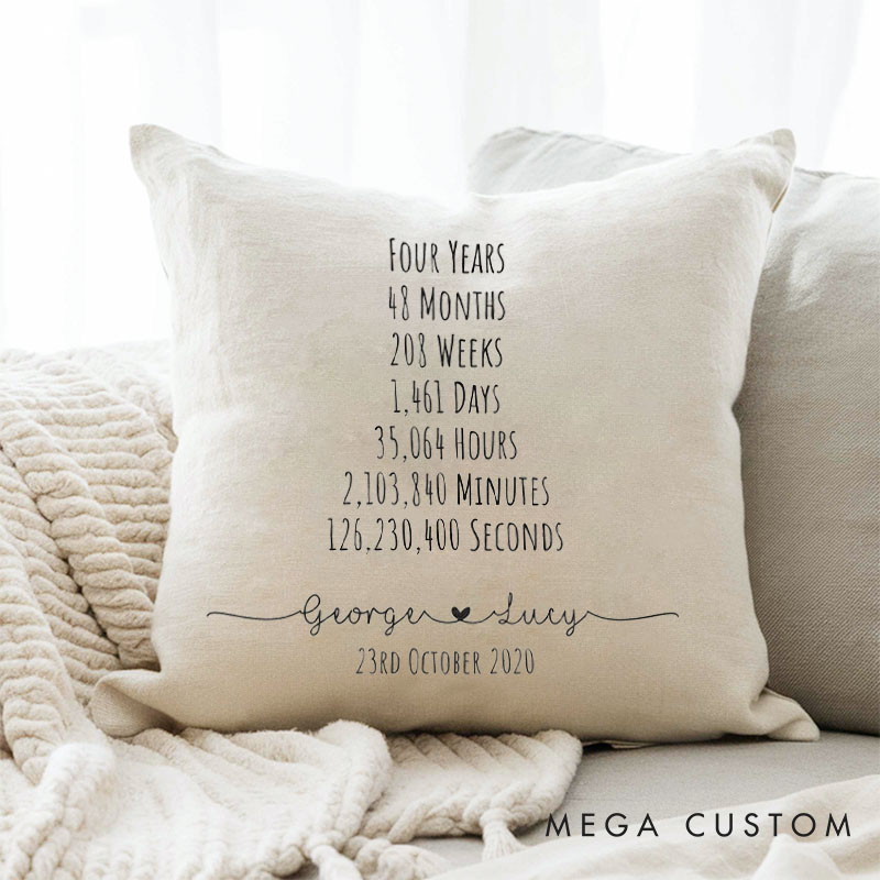 Personalized Couple Anniversary Pillow Couple 4 Years Wedding Milestone Pillow Every Moment Together Pillow for Husband Wife