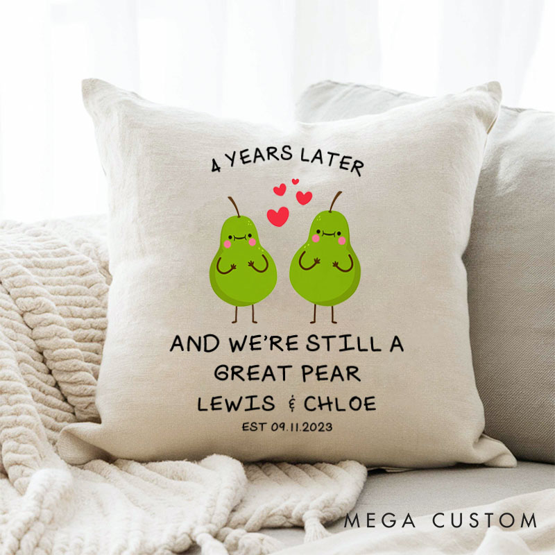 Personalized "Great Pear" Anniversary Pillow Funny Couple Wedding Anniversary Pillow Best Couple Design with Names and Date