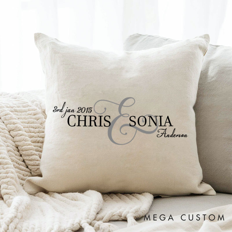 Personalized Couple Anniversary Pillow Husband Wife Wedding Anniversary Pillow Couple Anniversary Gift Classic Design Pillow with Wedding Date
