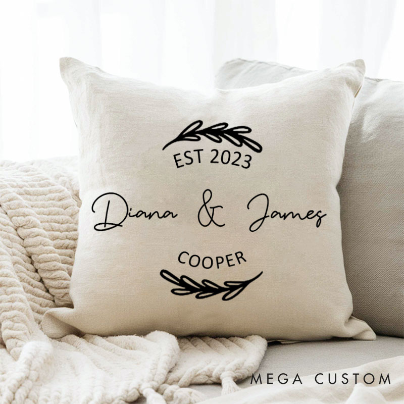 Personalized Couple Anniversary Pillow Husband Wife Wedding Anniversary Gift Pillow Minimalist Pillow with Names and Established Year