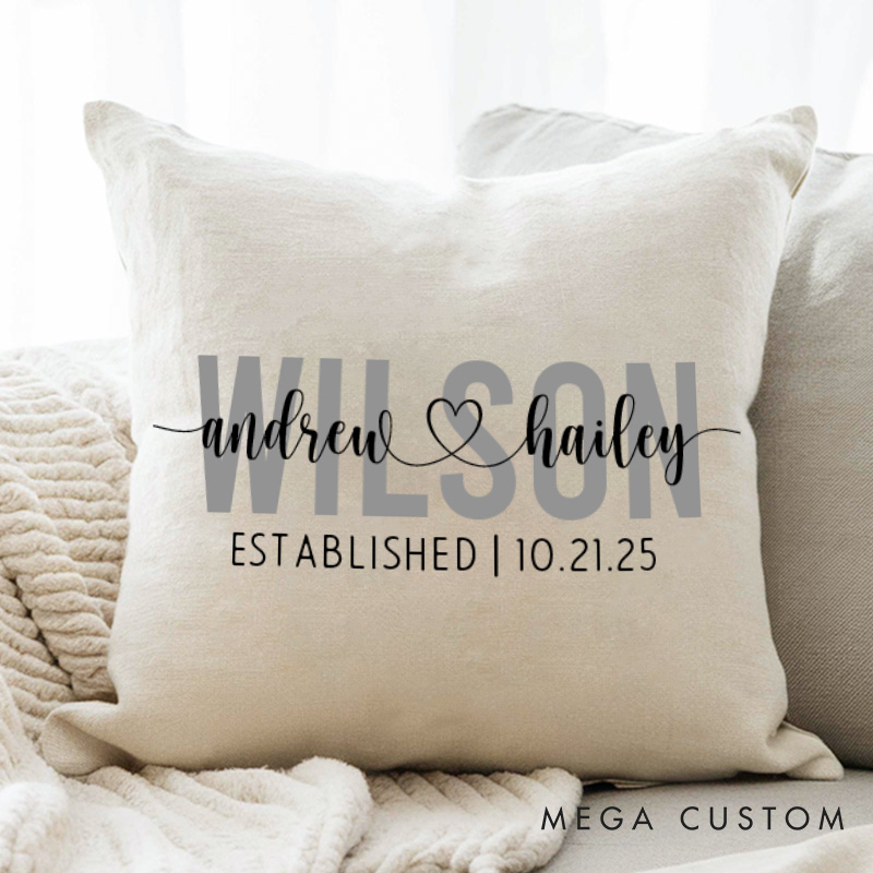 Personalized Couple Stunning Mr. and Mrs. Pillow with Initials Custom Couple Name Valentine's Day Pillow with Heart Husband Wife Pillow for Him Her
