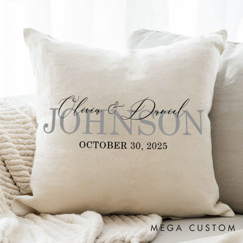 Personalized Couple Elegant Mr. and Mrs. Pillow with Initials Custom Couple Name Valentine's Day Pillow Hubby Wifey Husband Wife Pillow for Him Her