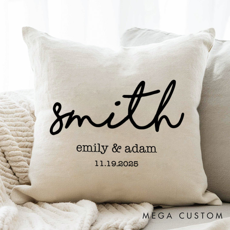 Personalized Stylish Couple Name Pillow Custom Couple Valentine's Day Pillow with Date Mr. and Mrs. Pillow Husband Wife Pillow for Him Her