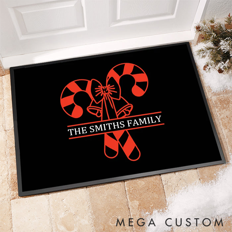 Personalized Artistic Candy Cane Doormat for Showcasing Creativity and Christmas Festive Spirit Doormat