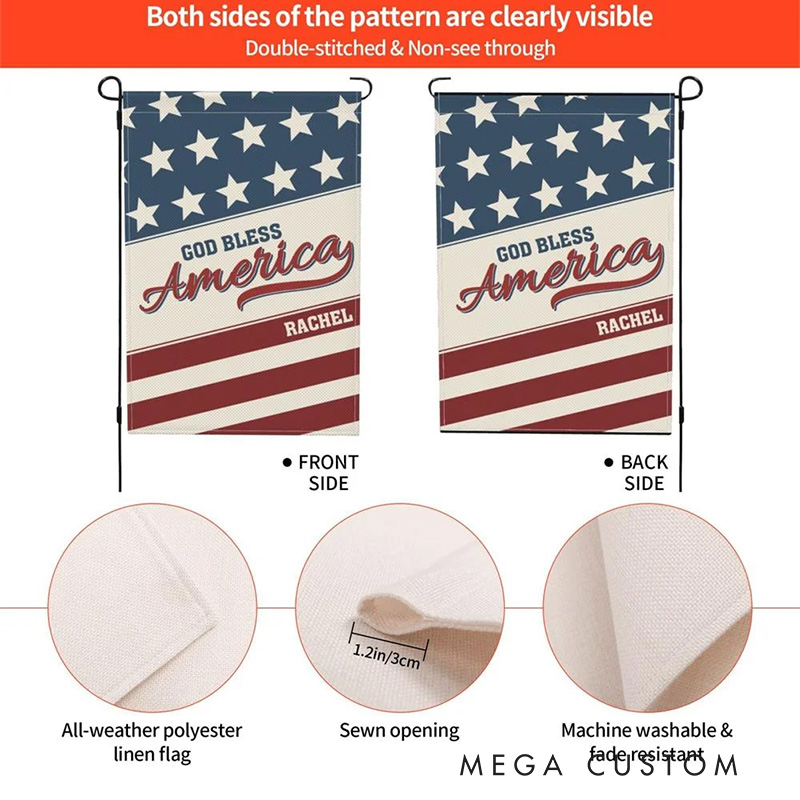 Personalized Stars and Stripes Design Garden Flag with Name Christian Home Decor Independence Day Gift 