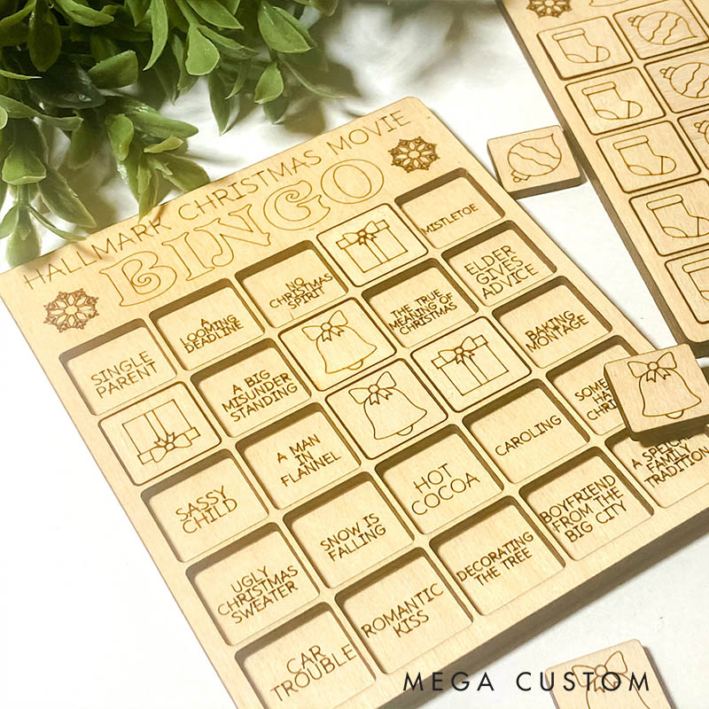 Personalized Christmas Movie Bingo Custom Text Gift for Family Kids Friends for Party