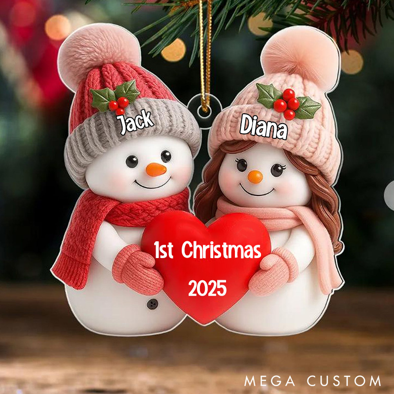 Personalized Couple First Christmas Together Ornament Adorable Snowman Couple Christmas Ornament 1st Christmas Couple Gift
