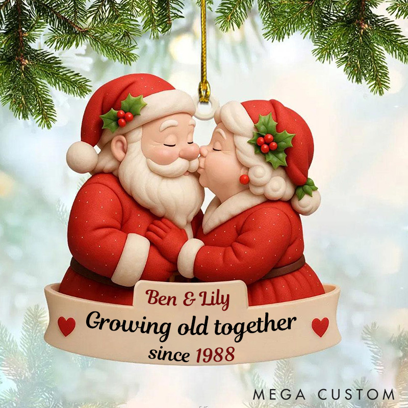 Personalized Growing Old Together Ornament Couple Anniversary Sweet Santa Couple Ornament Wife Husband Christmas Ornament