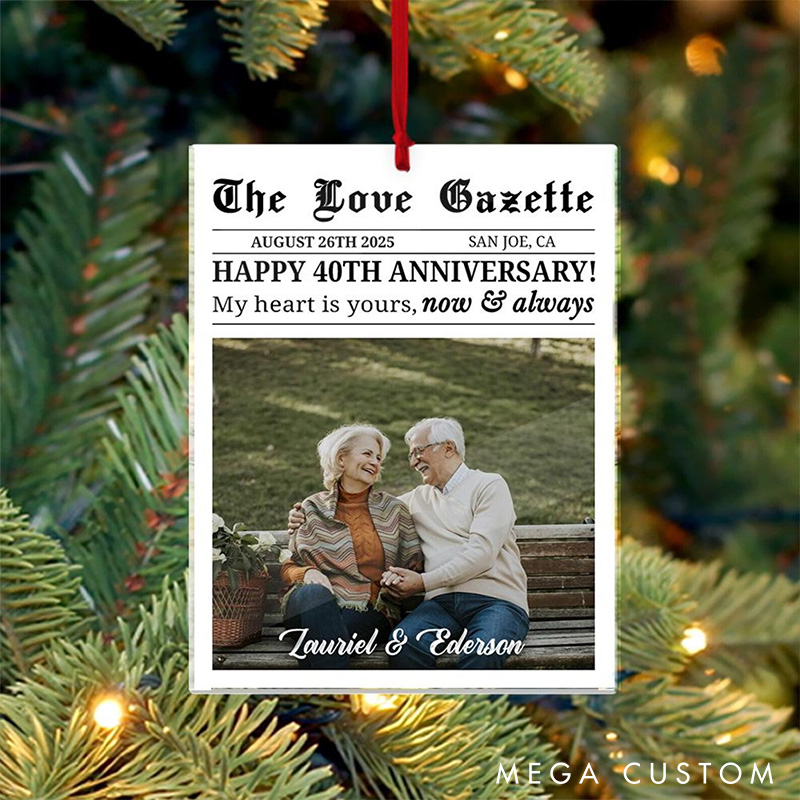 Personalized Couple Anniversary Ornament The Love Gazette Forever Post Design Anniversary Ornament Couple Acrylic 2D Flat Ornament