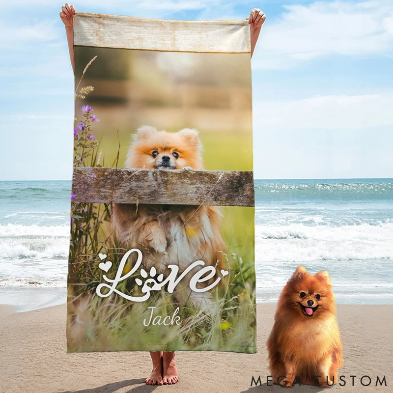 Personalized Pet Lover Pet Photo Quick Dry Beach Towel