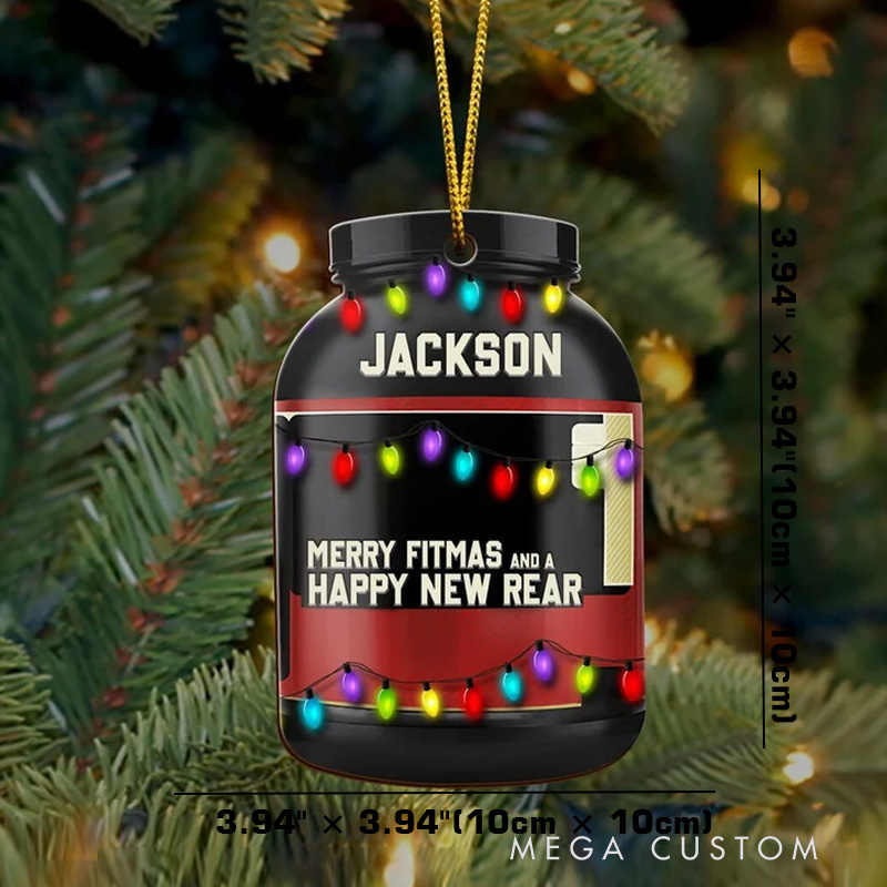Personalized Weightlifting Protein Powder Christmas Tree Fitness Gym Xmas Ornament Gift for Gym Lover