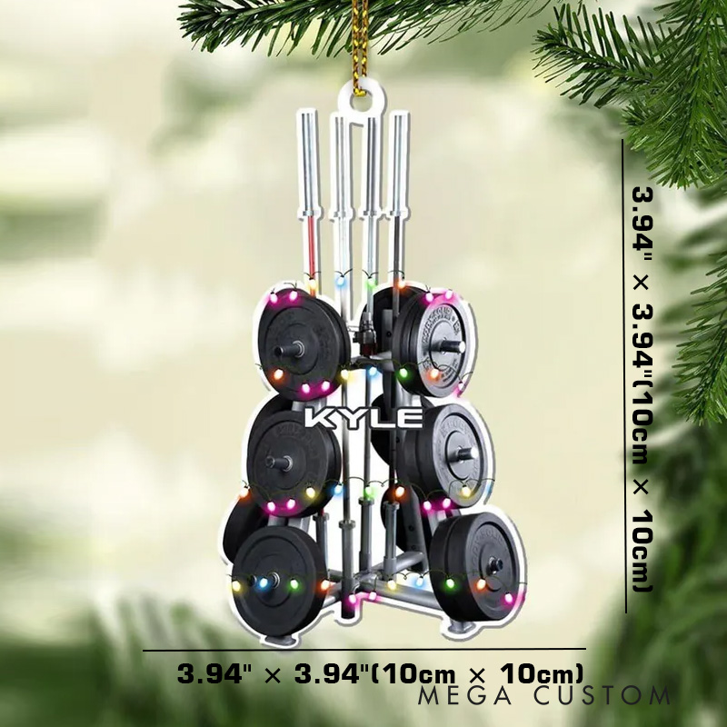 Personalized Fitness Barbell Machine Christmas Tree Fitness Gym Xmas Ornament Gift for Gym Lover