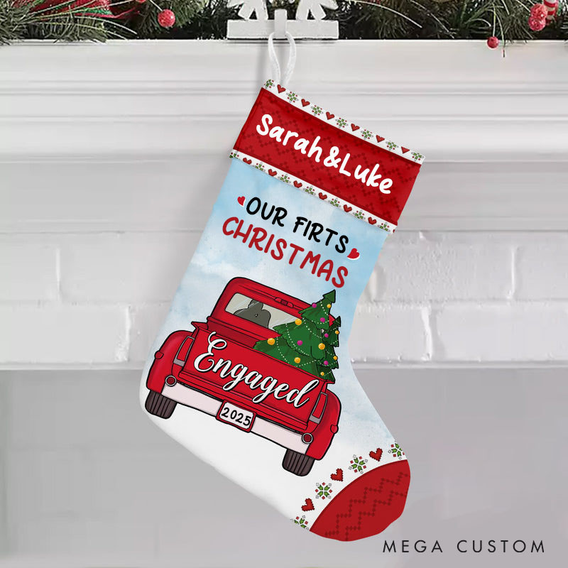 Personalized Our First Christmas Engaged Stockings Christmas Gift for New Couple