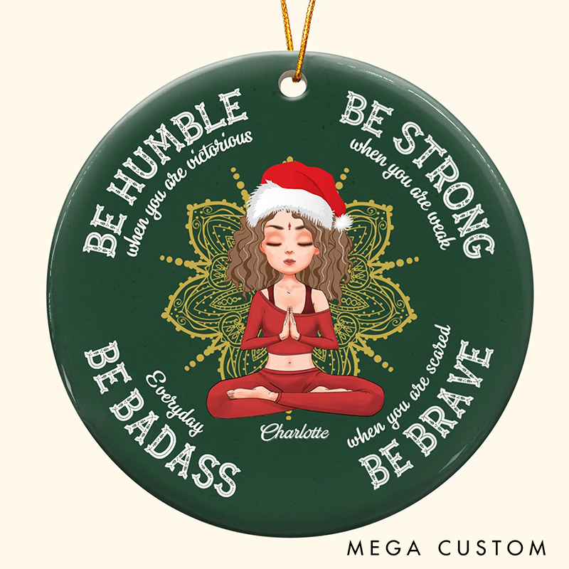 Personalized Yoga Ornament with Inspiring Quotes and Meditating Design Christmas Ornament Gift for Yoga Lover