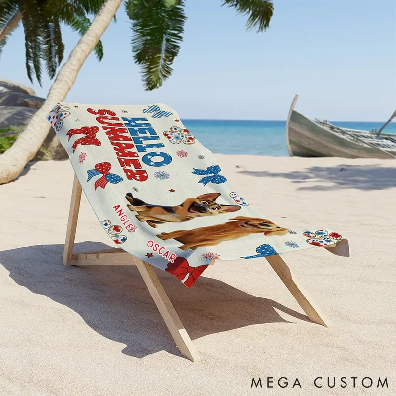 Personalized Dog Lover Just a Girl Loves Her Dog Cartoon Beach Towel