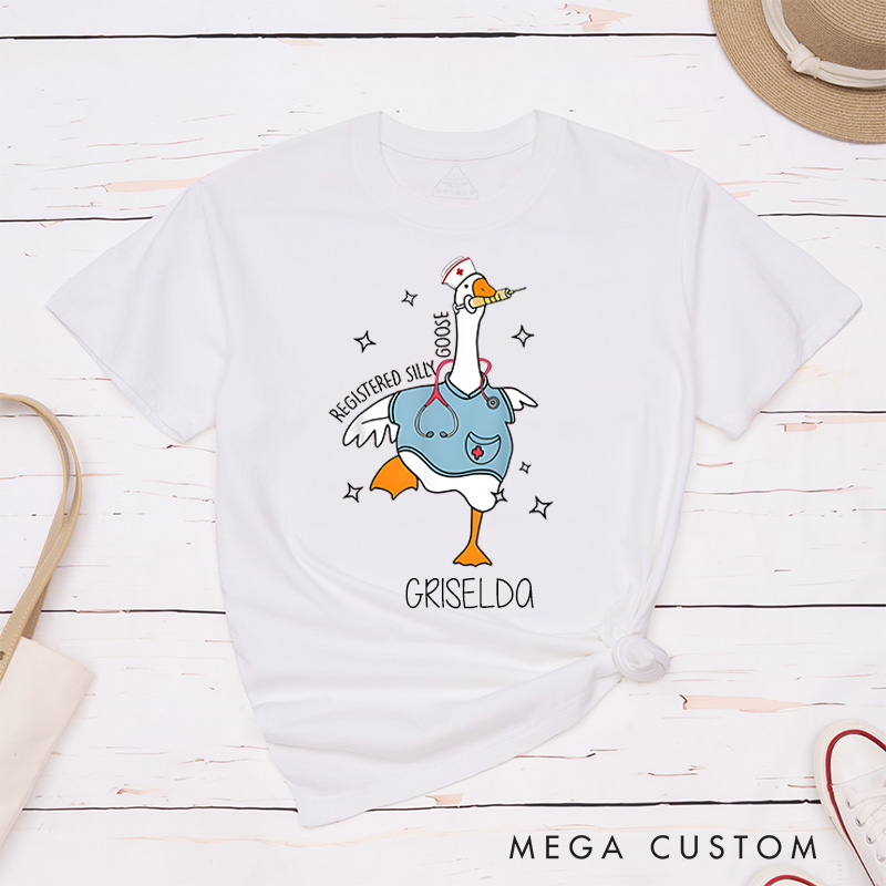 Personalized Nurse T-Shirts Registered Silly Goose Fashion Design T-Shirts