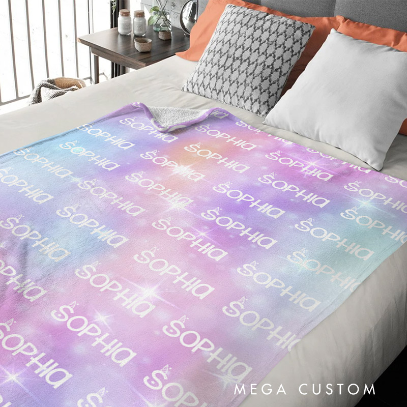 Personalized Cartoon Cute Font Fleece Blanket with Name High Quality Super Soft Home Decor Birthday Gift for Kids