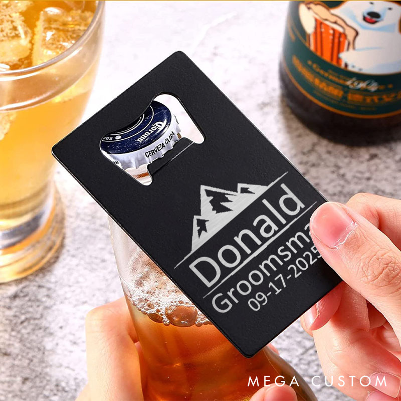 Personalized Credit Card Bottle Opener Groomsmen Gifts Bottle Opener Bachelor Favors Credit Card Bottle Opener Mens' Opener Gift