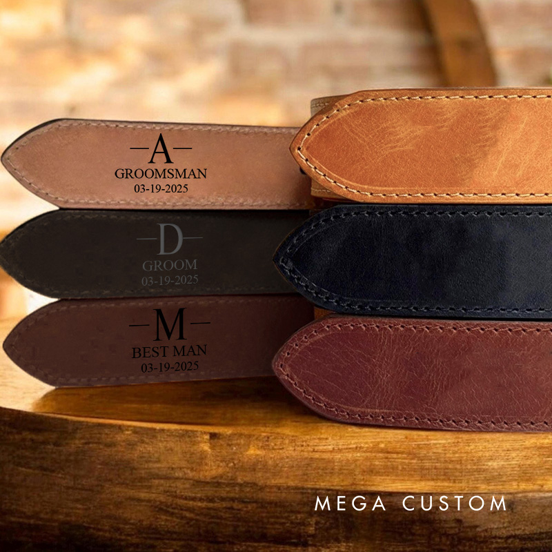 Personalized Groomsmen Belt Engraved Leather Belt for Groom Club Men’s Wedding Party Gift for Men Groomsman Proposal Gift Belt