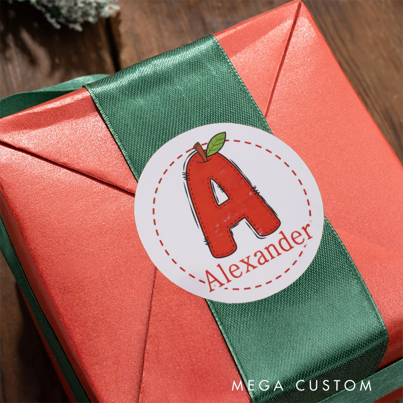 Personalized Cute Initial Stickers Teacher Labels with Name and Initial Gift Decor Christmas Party Favors for Teachers