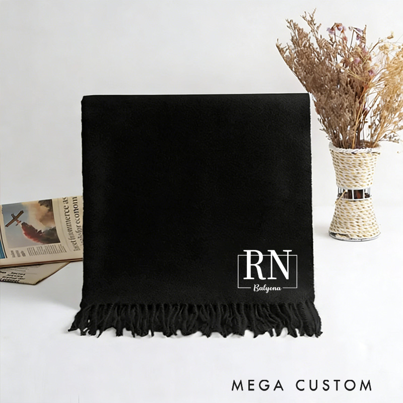 Personalized RN Nurse Scarf Custom Name Monogram Shawl Gift for Nurse Girlfriend or Mom Solid Color Winter Wrap