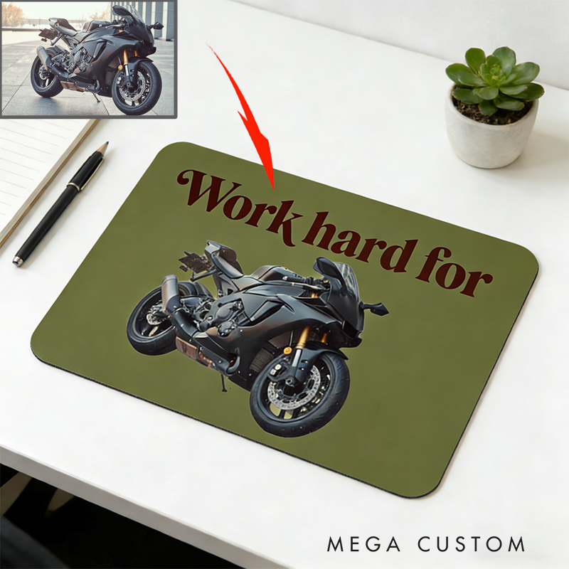 Personalized Motorcycle Mouse Pad with Custom Photo for Bikers and Motorcycle Fans