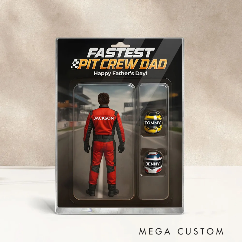 Personalized Fastest Pit Crew Dad With Kids' Names Acrylic Block Plaque Gifts