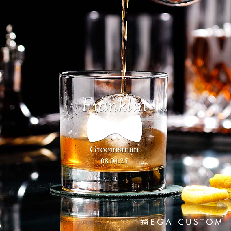 Personalized Groomsman Whiskey Glasses Custom Glasses Gift Cup for Groomsmen and Best Man Men’s Bachelor Favors Whiskey Glasses