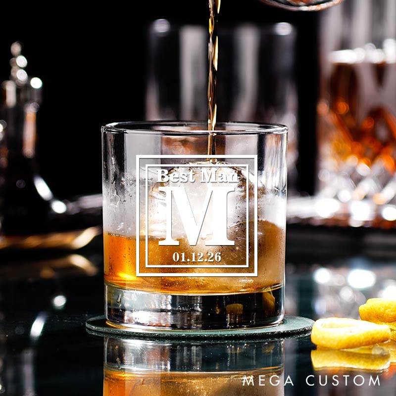 Personalized Monogrammed Men's Whiskey Glasses Groomsman Glasses Cup Bachelor Party Whiskey Glasses Best Man Gift Groom Gift