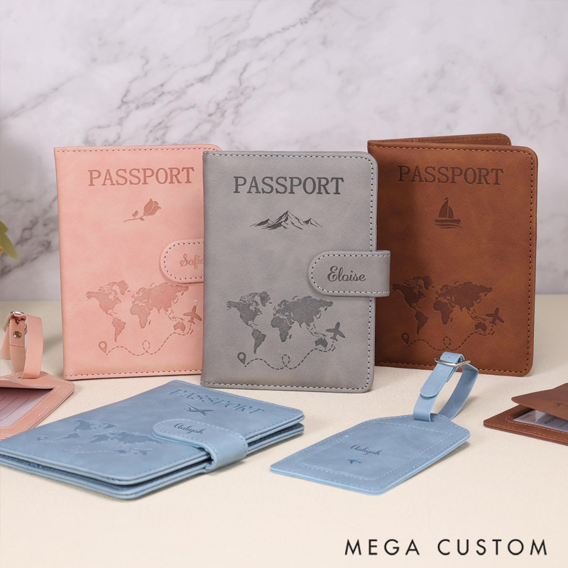 Personalized Passport Holder and Luggage Tag Pattern with Name for Travel Lovers
