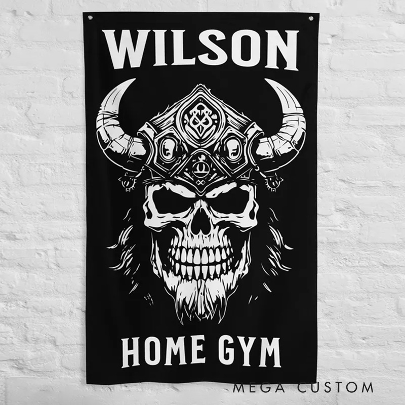 Personalized Viking Skull Throw Blanket Adventures Weightlifting Art Gym Decor Gift Gym Lovers
