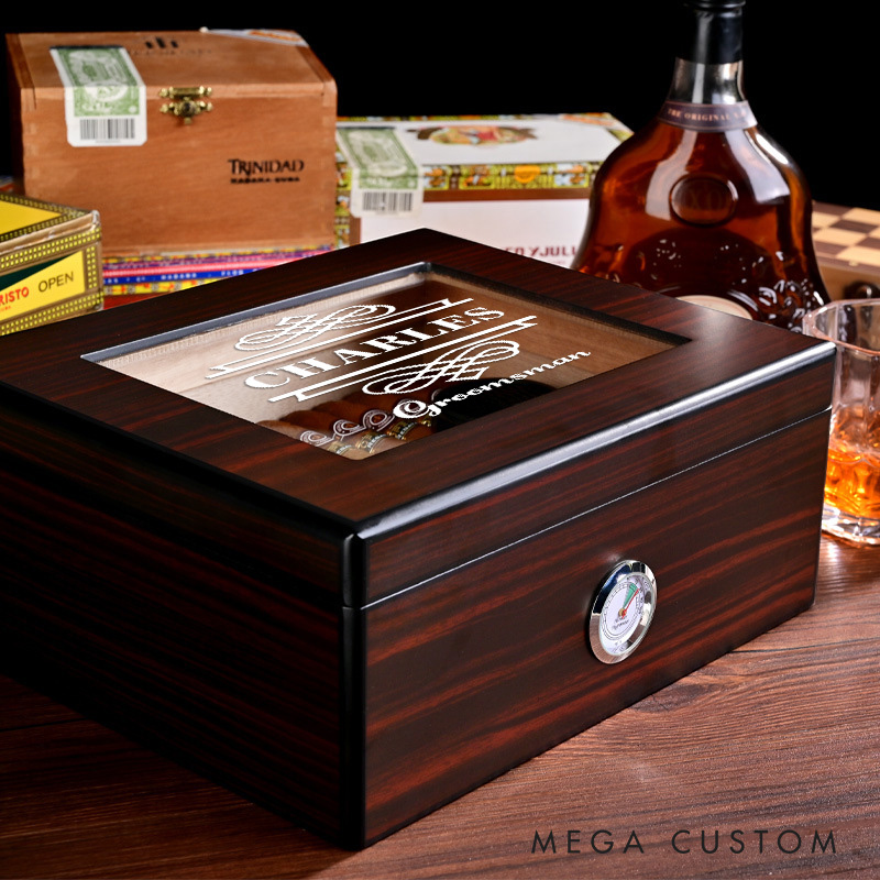 Personalized Cigar Humidor Custom Groom Gift Cigar Box Wooden Groomsman Cigar Holder Best Man Proposal Gift for Him Bachelor Part Favors Gift